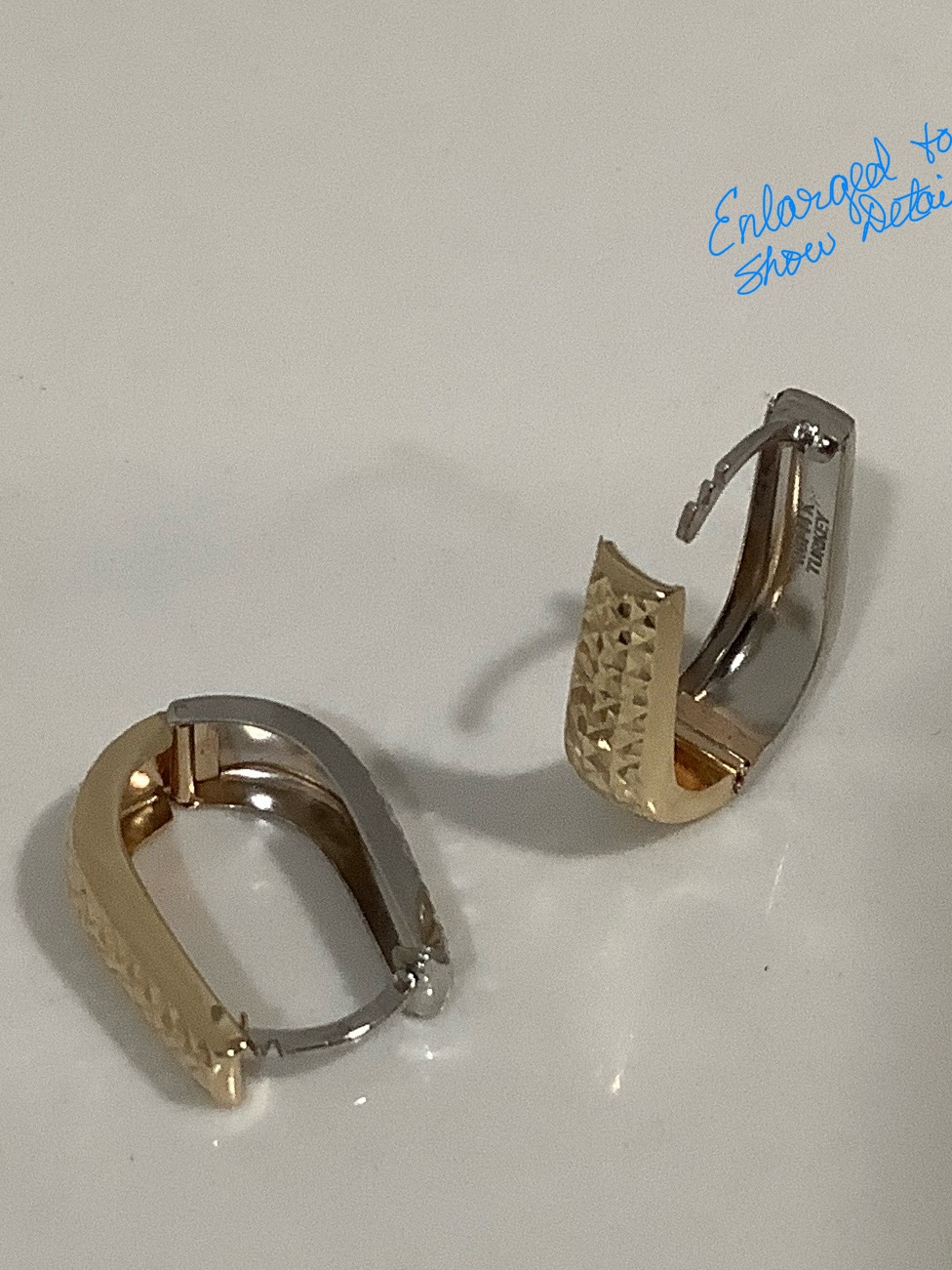 14k Earrings Reversible Yellow & White Gold
